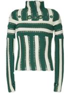 Self-portrait Cut Out Knitted Sweater - Green