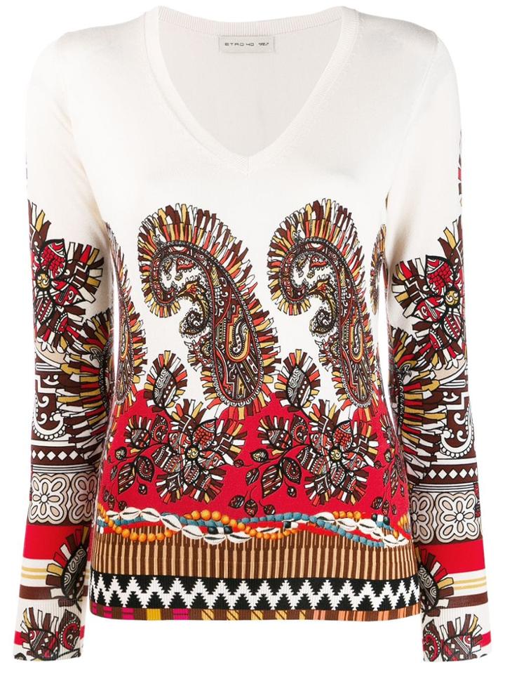 Etro Floral Folk Jumper - White