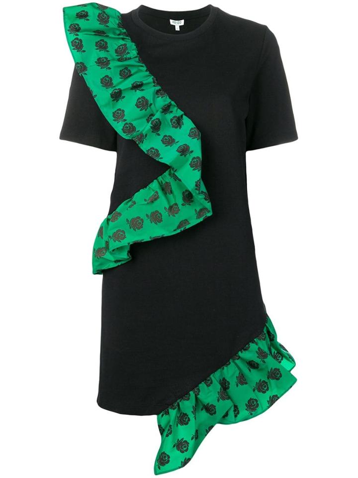 Kenzo Ruffle T-shirt Dress - Black