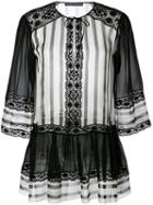 Alberta Ferretti Striped Sheer Blouse, Women's, Size: 40, Black, Silk/cotton/other Fibers