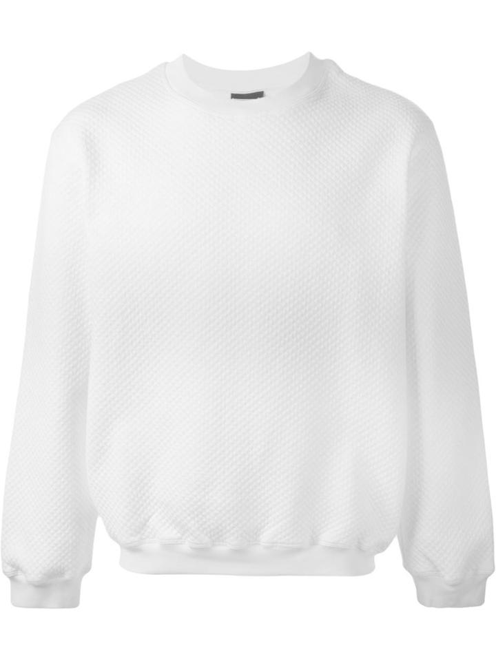 Nasir Mazhar Quilted Logo Sweater, Men's, Size: Large, White, Cotton