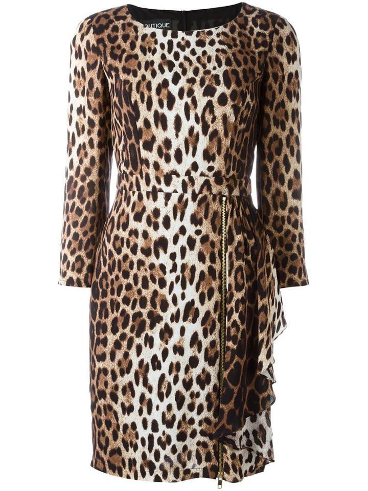 Boutique Moschino Leopard Print Dress, Women's, Size: 38, Brown, Rayon/polyester