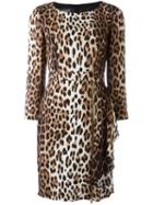 Boutique Moschino Leopard Print Dress, Women's, Size: 38, Brown, Rayon/polyester