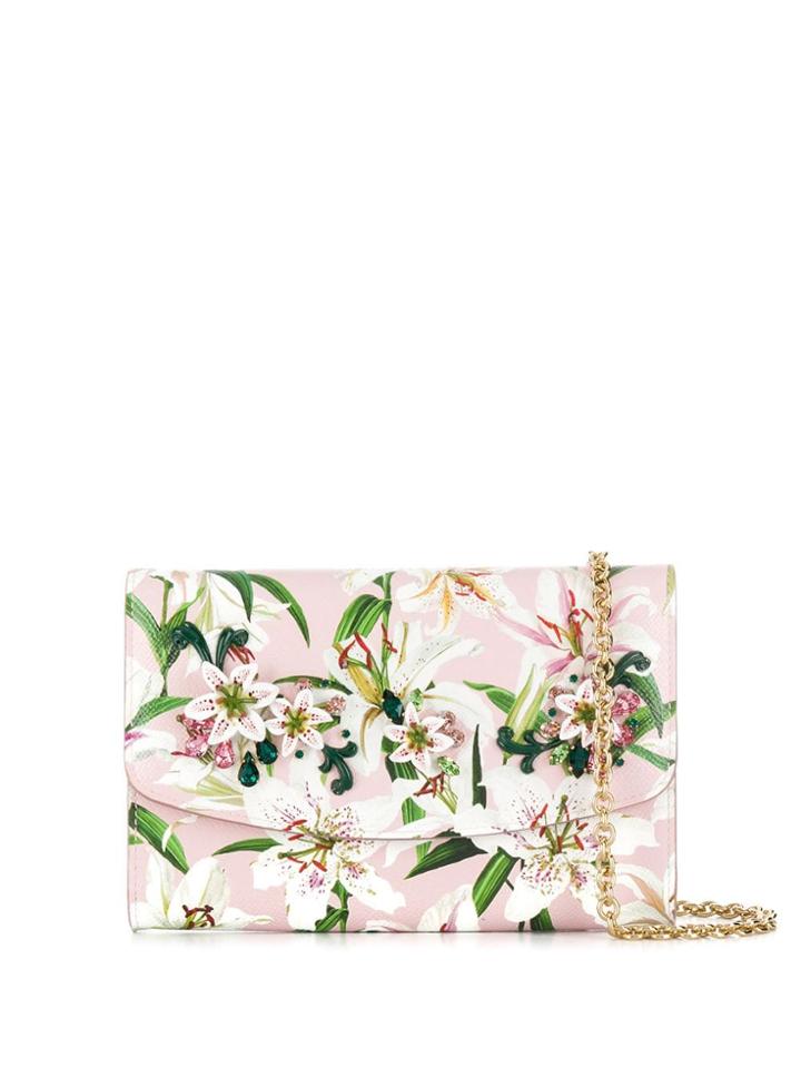 Dolce & Gabbana Lily Print Wallet Bag - Pink