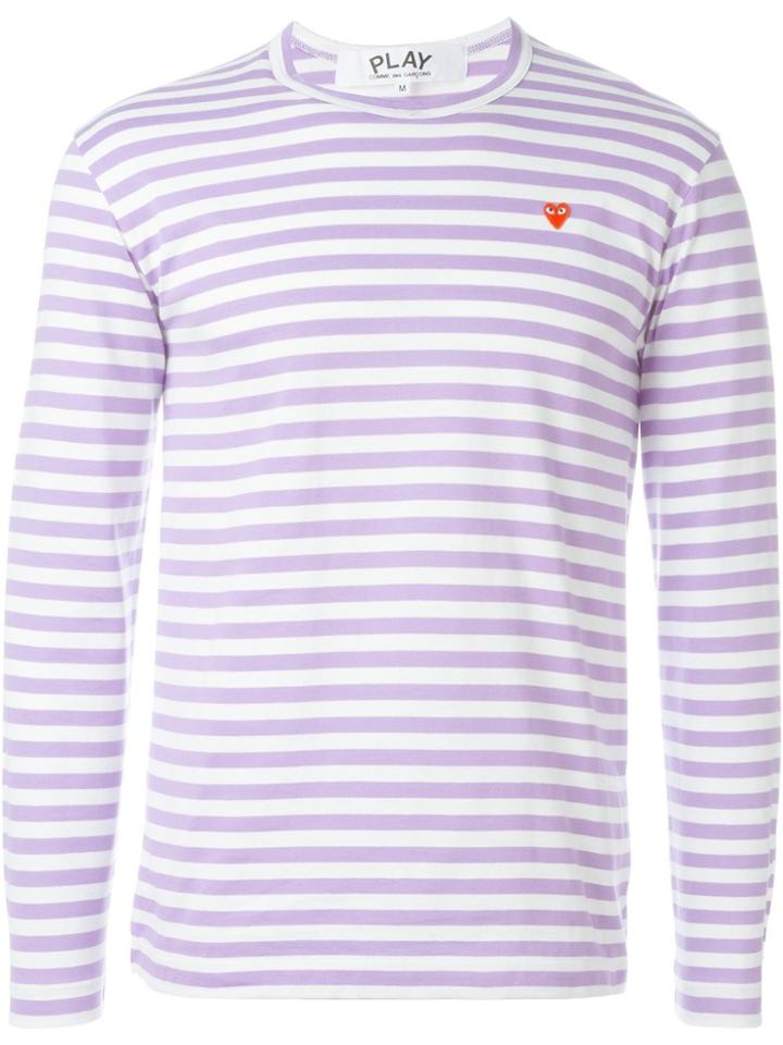 Comme Des Garçons Play Mini Heart Striped T-shirt - White