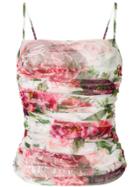 Dolce & Gabbana Ruched Mesh Top - White