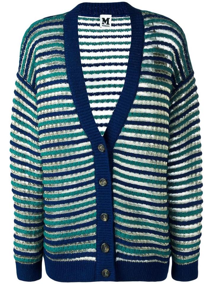 M Missoni Round Neck Cropped Cardigan, Women's, Size: Xs, Blue, Wool/viscose/polyamide/metallic Fibre