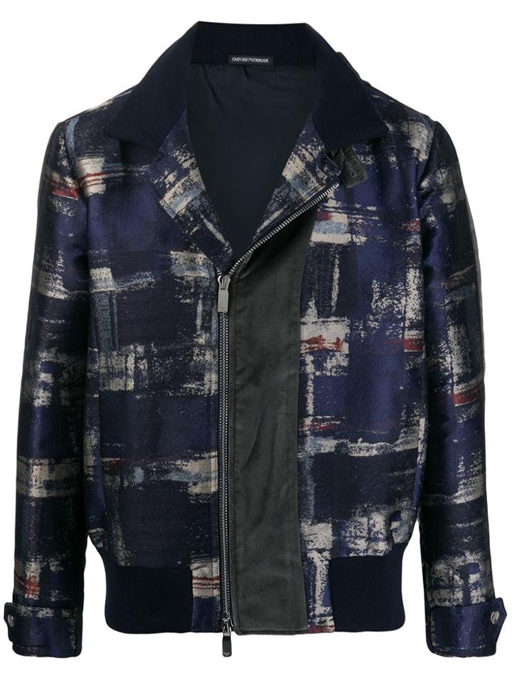 Emporio Armani Abstract-print Short Jacket - Blue