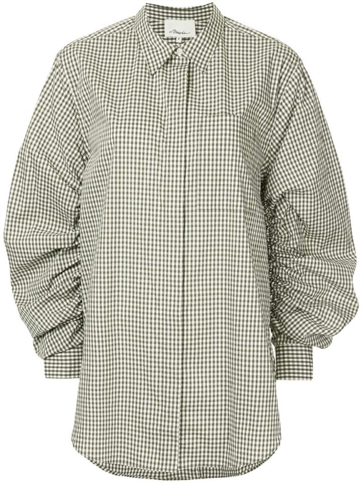3.1 Phillip Lim Gathered-sleeve Gingham Shirt - Multicolour
