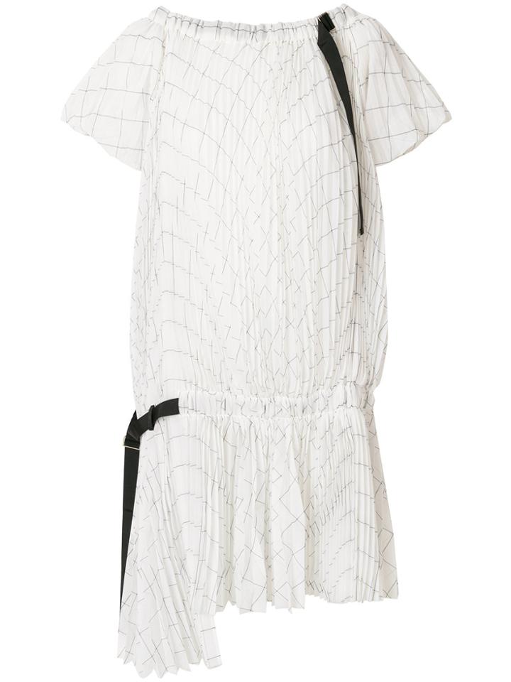 Sacai White Plisse Shirt Dress