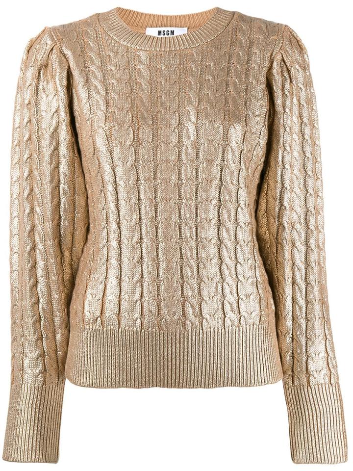 Msgm Metallic Knitted Jumper - Gold