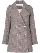 See By Chloé Houndstooth Pea Coat - Brown
