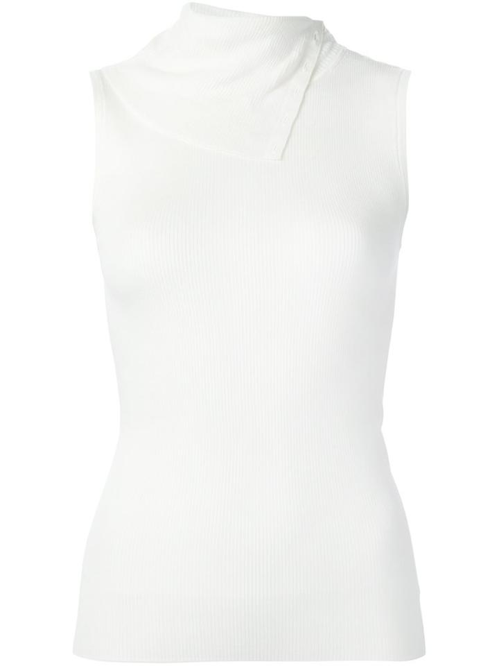 Theory Button Shoulder Turtleneck Top, Women's, Size: Xs, White, Merino