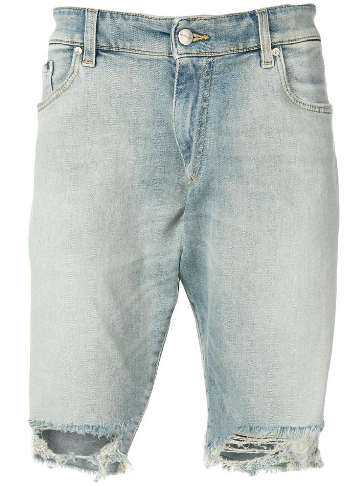 Represent Distressed Denim Shorts - Blue