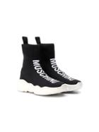 Moschino Kids Teen Intarsia Logo Hi-top Sneakers - Black