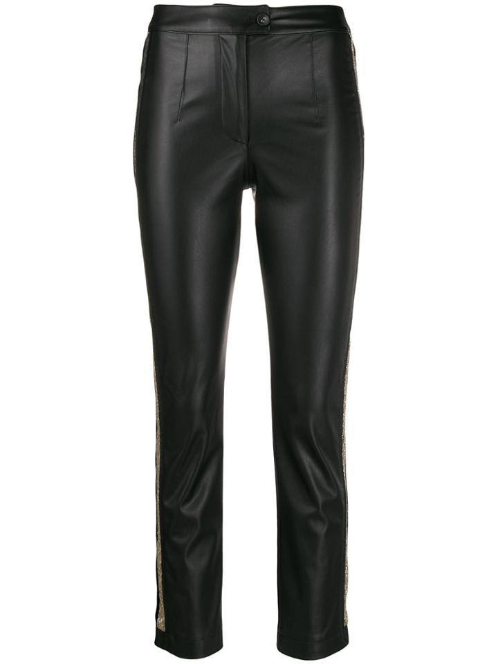 Patrizia Pepe Faux-leather Slim Trousers - Black