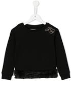 John Galliano Kids Faux Fur Trimmed Sweatshirt, Girl's, Size: 8 Yrs, Black