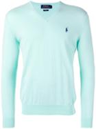 Polo Ralph Lauren - V-neck Sweater - Men - Cotton/cashmere - L, Blue, Cotton/cashmere