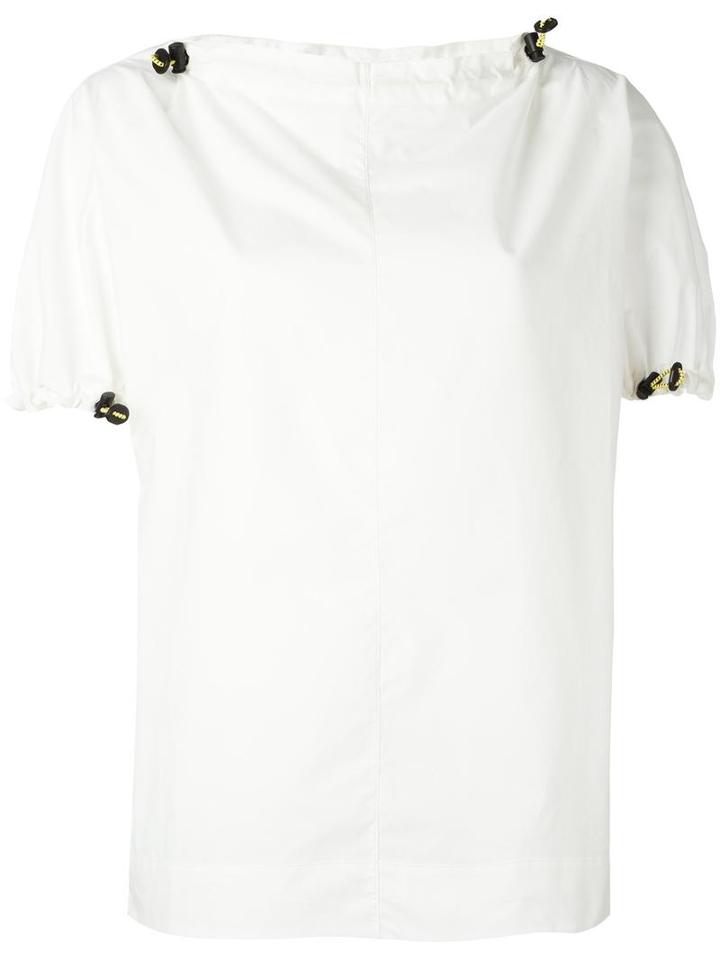 Marni Drawstring Short Sleeve Top, Women's, Size: 40, White, Cotton