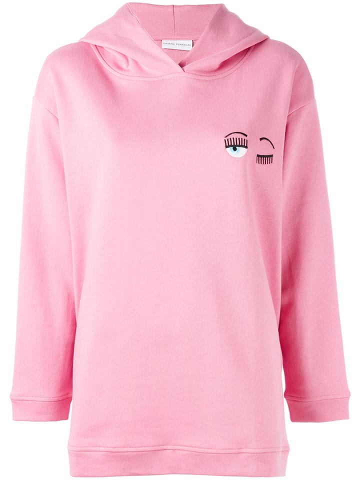 Chiara Ferragni Wink Patch Hoodie, Women's, Size: Small, Pink/purple, Cotton