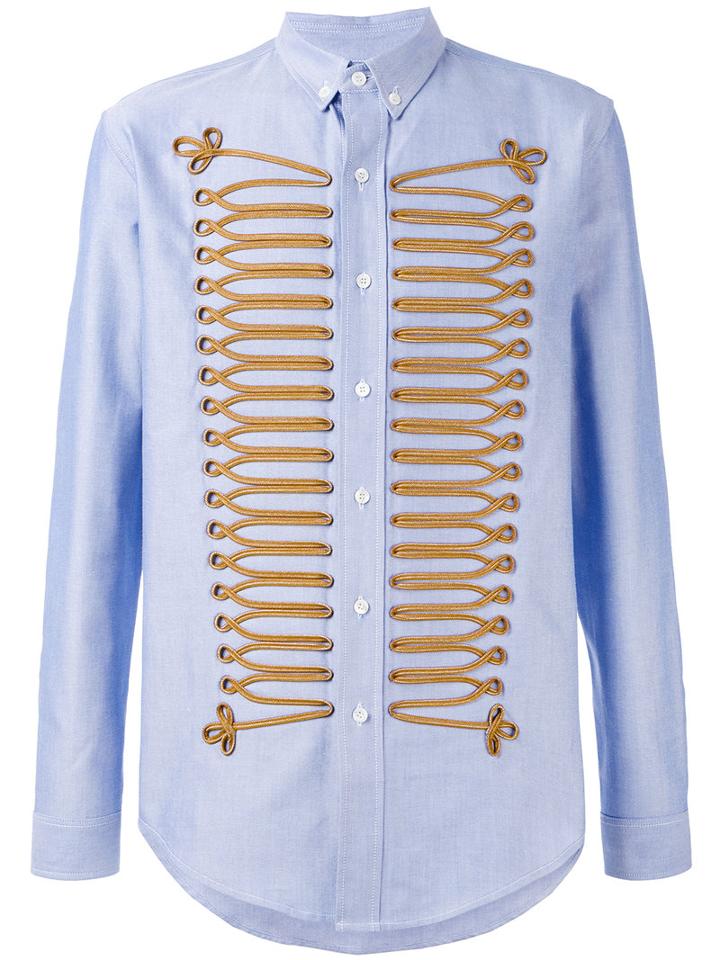 Palm Angels - Ribbon Detail Shirt - Men - Cotton/polyester/metallic Fibre - 46, Blue, Cotton/polyester/metallic Fibre