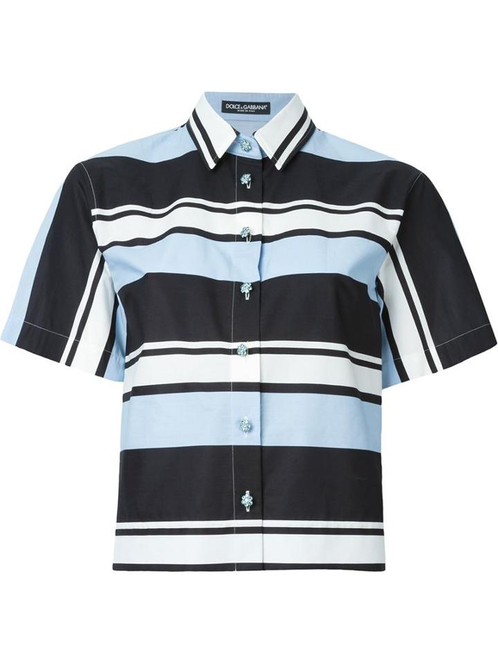 Dolce & Gabbana Striped Shirt, Women's, Size: 44, Blue, Cotton