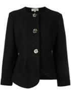 Isa Arfen Asymmetric Peplum Jacket, Women's, Size: 8, Black, Mohair/virgin Wool