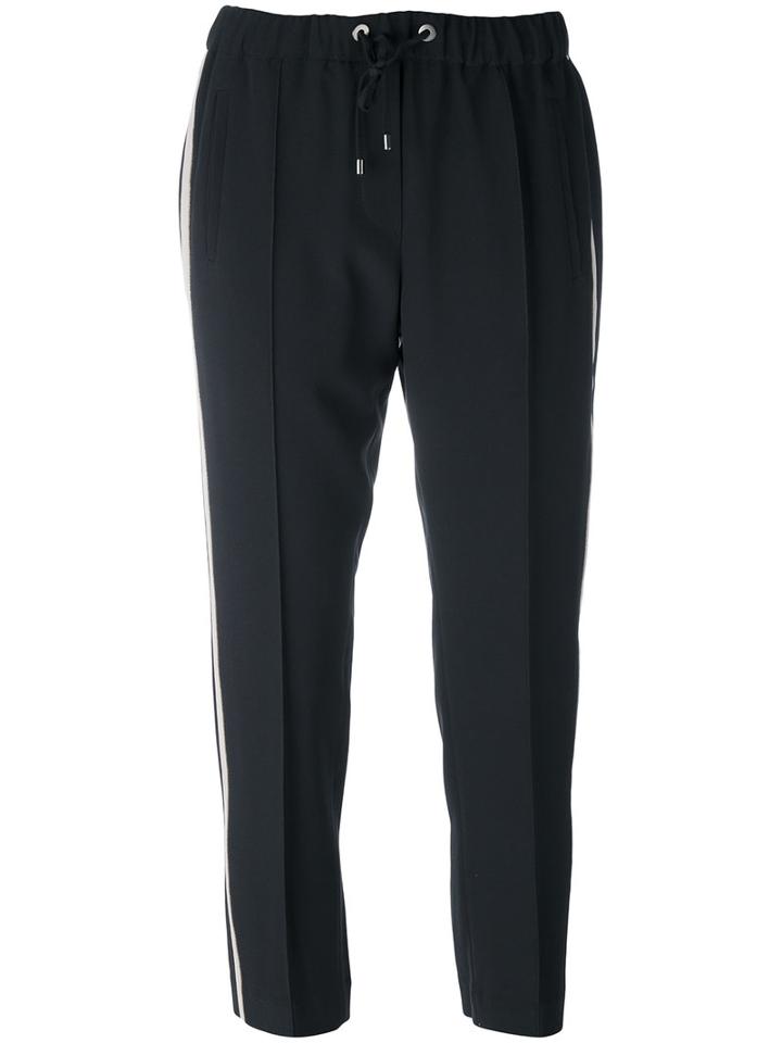 Brunello Cucinelli - Cropped Side Stripe Trousers - Women - Silk/polyester/acetate/cupro - 42, Grey, Silk/polyester/acetate/cupro