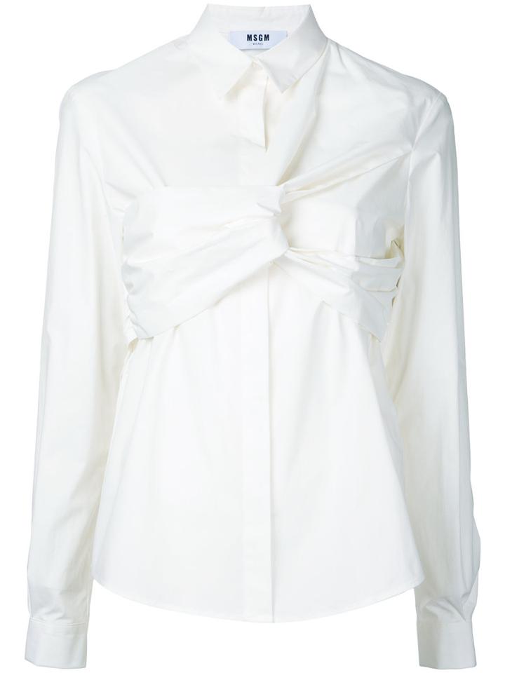Msgm - Knot Shirt - Women - Cotton/polyurethane/spandex/elastane - 42, White, Cotton/polyurethane/spandex/elastane