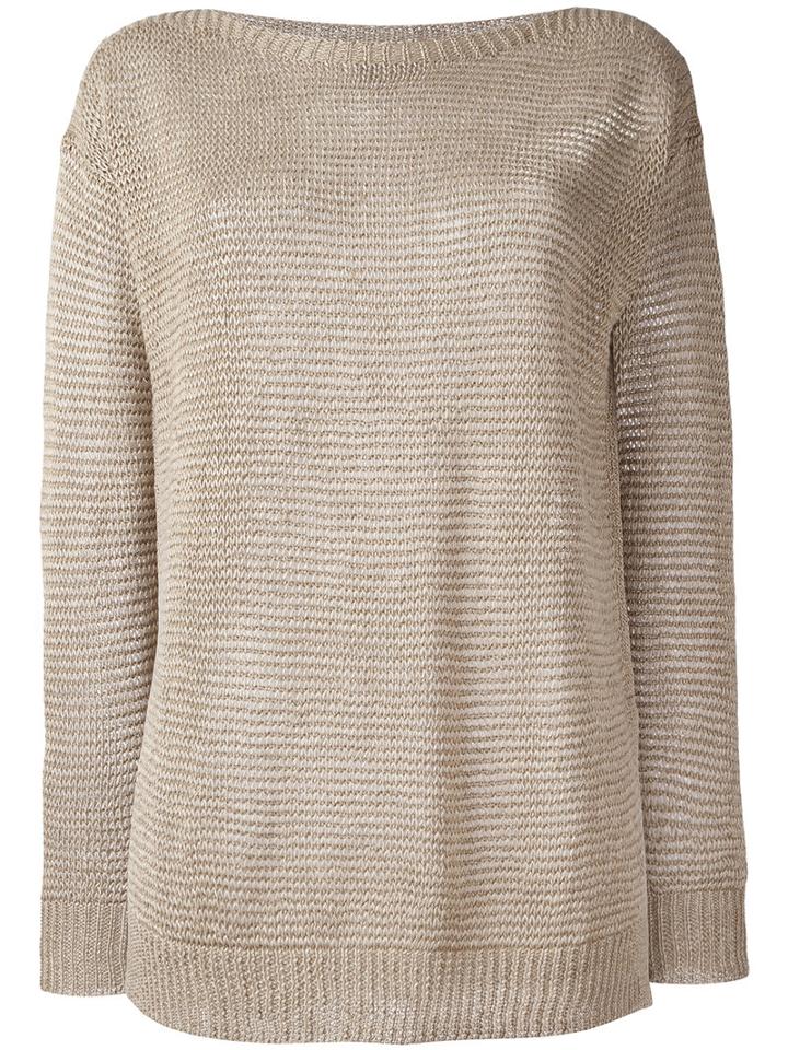 Polo Ralph Lauren Ribbed Trim Jumper, Women's, Size: Xs, Brown, Linen/flax