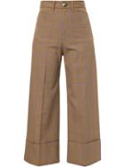 Sea Cuffed Cropped High-waist Trousers - Brown