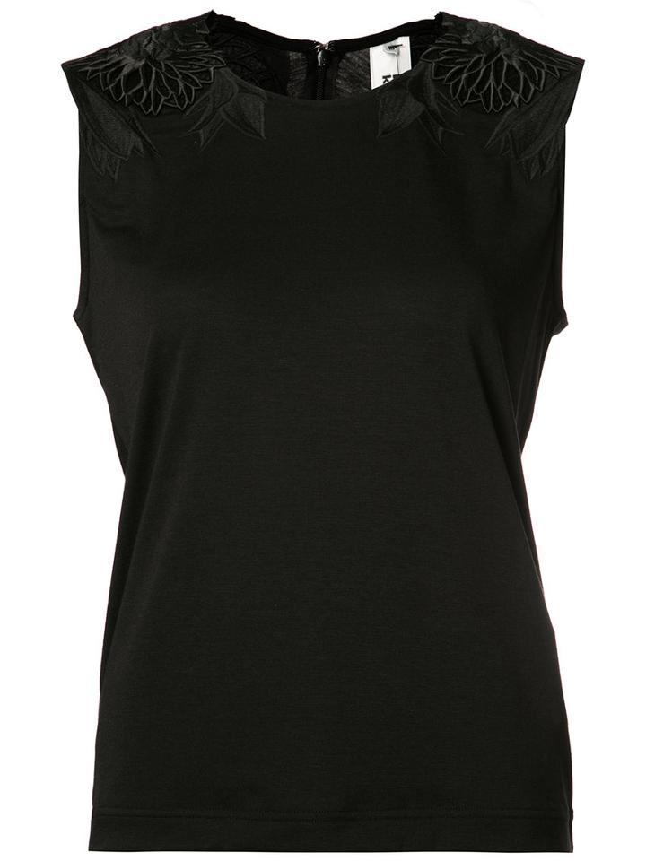 Comme Des Garçons Noir Kei Ninomiya Embroidered Shoulder Top, Women's, Size: Xs, Black, Silk/nylon/rayon