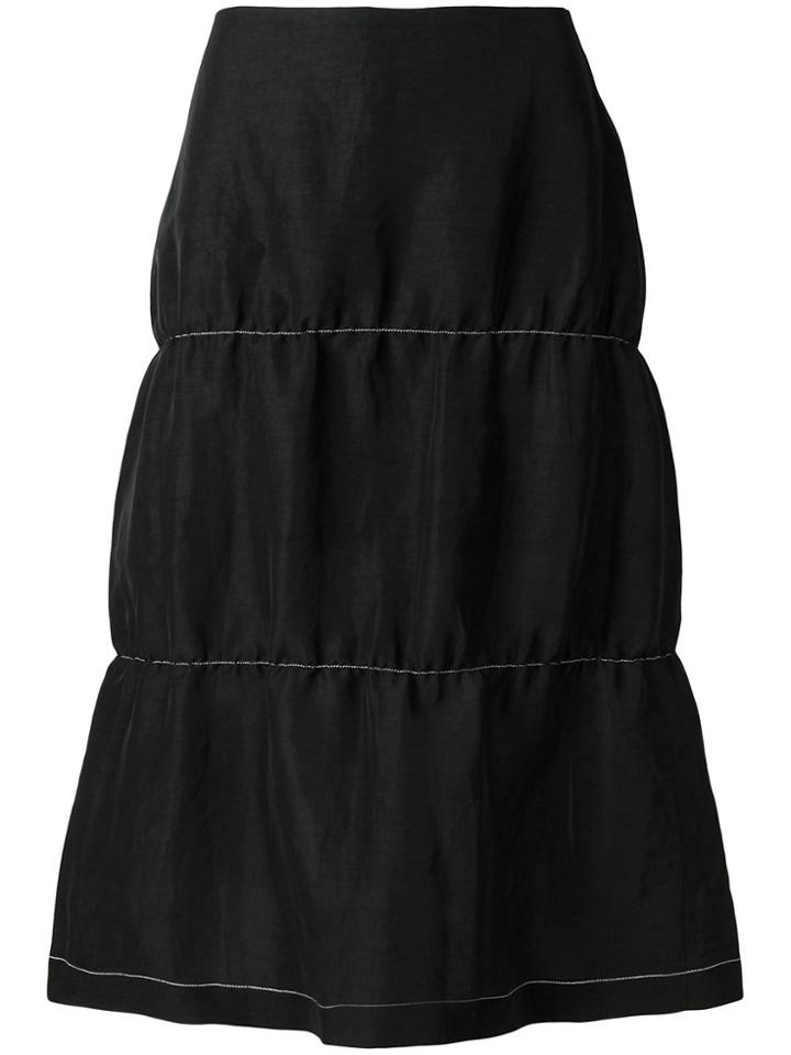 Wales Bonner Flared Midi Skirt - Black