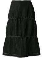 Wales Bonner Flared Midi Skirt - Black