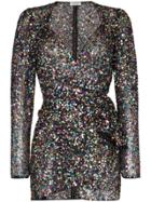 Attico Sequin Embellished Wrap Mini Dress - Multicolour