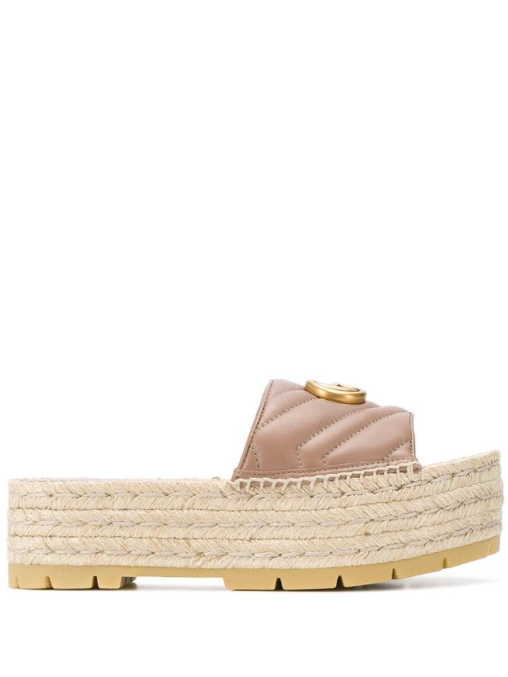 Gucci Logo Platform Espadrilles - Neutrals