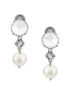 Miu Miu Crystal And Pearl Drop Earrings - Metallic