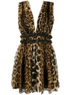 Saint Laurent Animal Print Silk Mini Dress - Neutrals