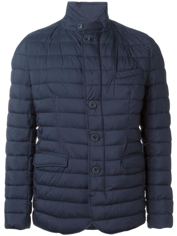 Herno Padded Button Jacket, Men's, Size: 52, Blue, Polyamide/polyurethane/polyester