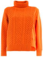 Sacai Cable-knit Panel Sweatshirt - Yellow & Orange