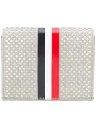 Thom Browne Double Card Holder With Red, White And Blue Vertical