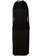 Stella Mccartney Fringed Crepe Dress, Women's, Size: 42, Black, Viscose/acetate/spandex/elastane/silk