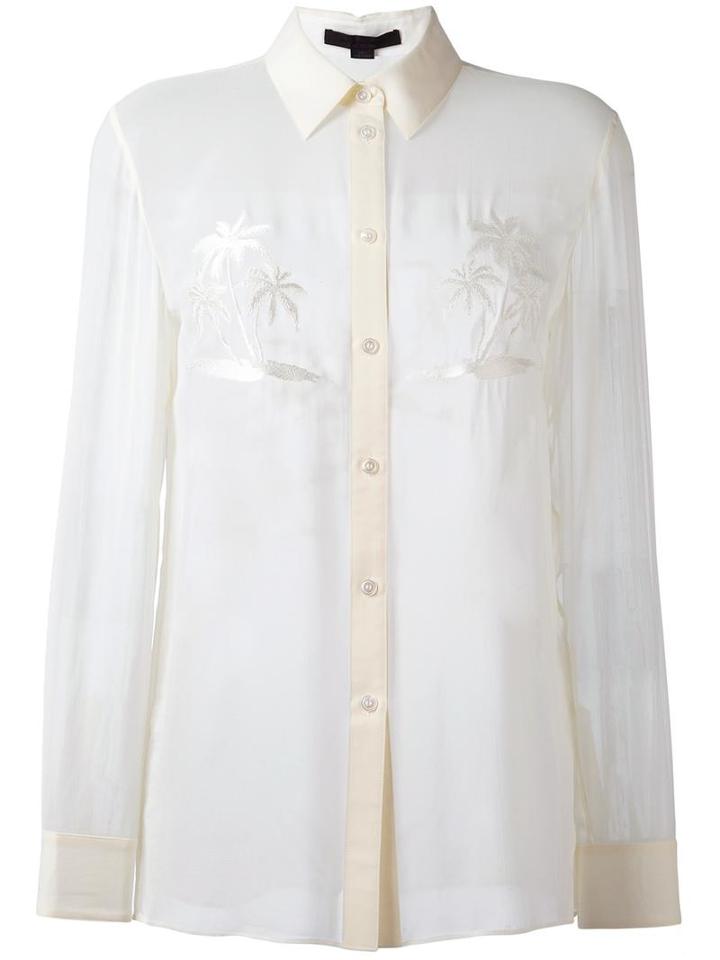 Alexander Wang Palm Embroidered Shirt, Women's, Size: 2, White, Polyester/silk