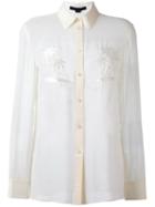 Alexander Wang Palm Embroidered Shirt, Women's, Size: 2, White, Polyester/silk