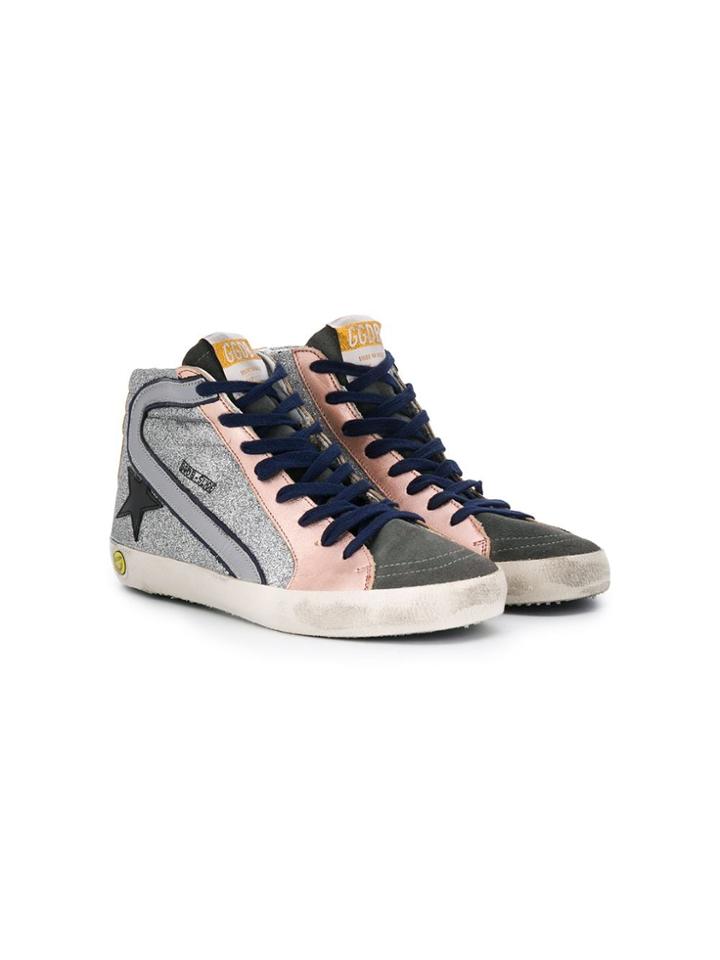 Golden Goose Kids Teen Embellished High Top Sneakers - Silver