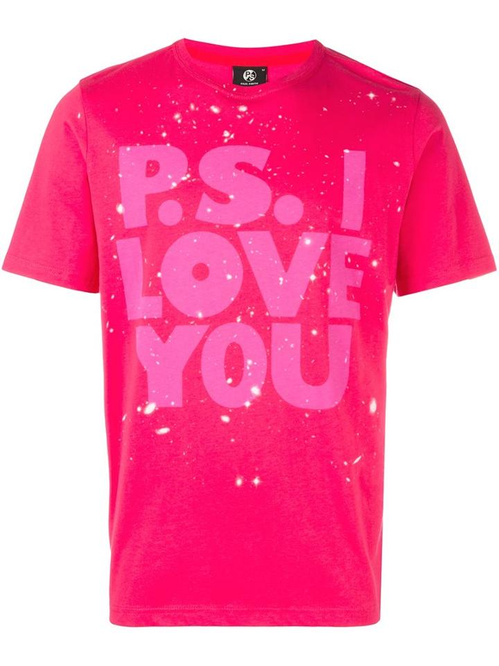 Ps By Paul Smith Splatter Print T-shirt, Men's, Size: Medium, Pink/purple, Cotton