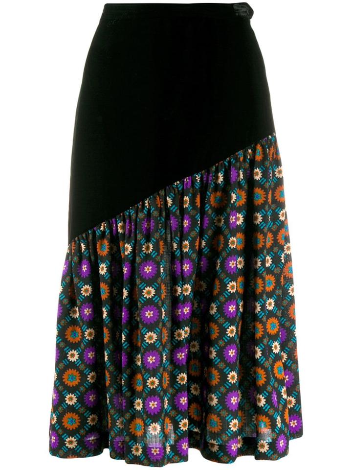 Yves Saint Laurent Pre-owned 1970's Floral Gathered Panel Skirt -