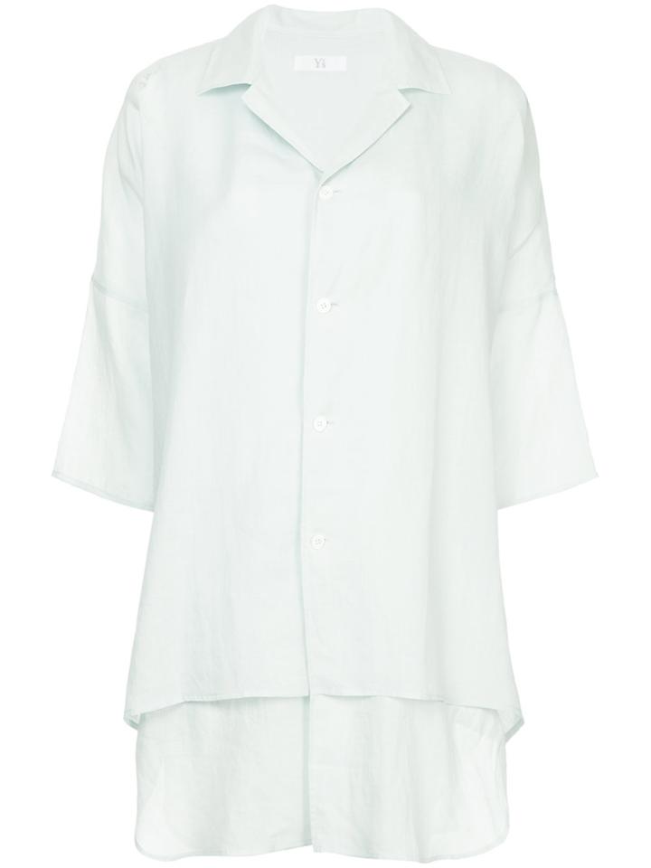 Y's Cropped Sleeves Layered Shirt - Blue