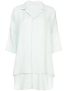 Y's Cropped Sleeves Layered Shirt - Blue