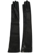 Salvatore Ferragamo Long Leather Gloves - Black